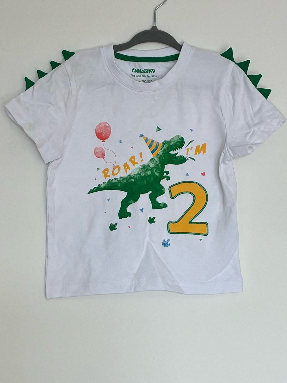 Dinosaur 2nd Birthday White & Green Dino '2' Tee for Kids